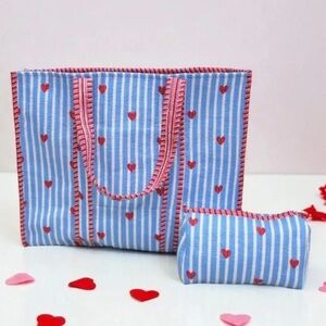 Nash Gray Sweet On You Blue Tote and Cosmetic Bag Set